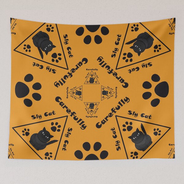 Item preview, Pattern with Sly Cat warning signs designed and sold by Cherevan.