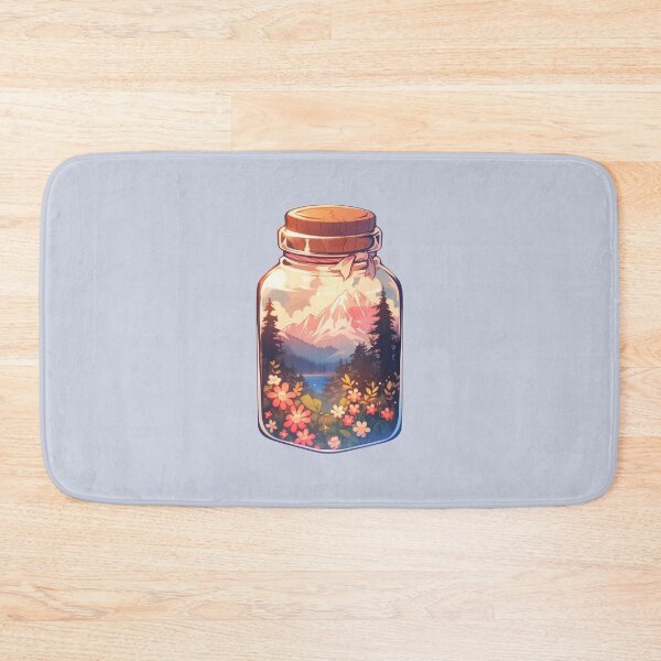 Item preview, Cute Kawaii Mason Jar with a Mountain Floral View - Collect Moments, Not Things  designed and sold by CozyKawaiiArt.