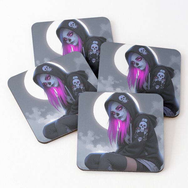 Item preview, Sugar Skull Girl with Black Hoodie in the Moonlight designed and sold by A78-Designs.