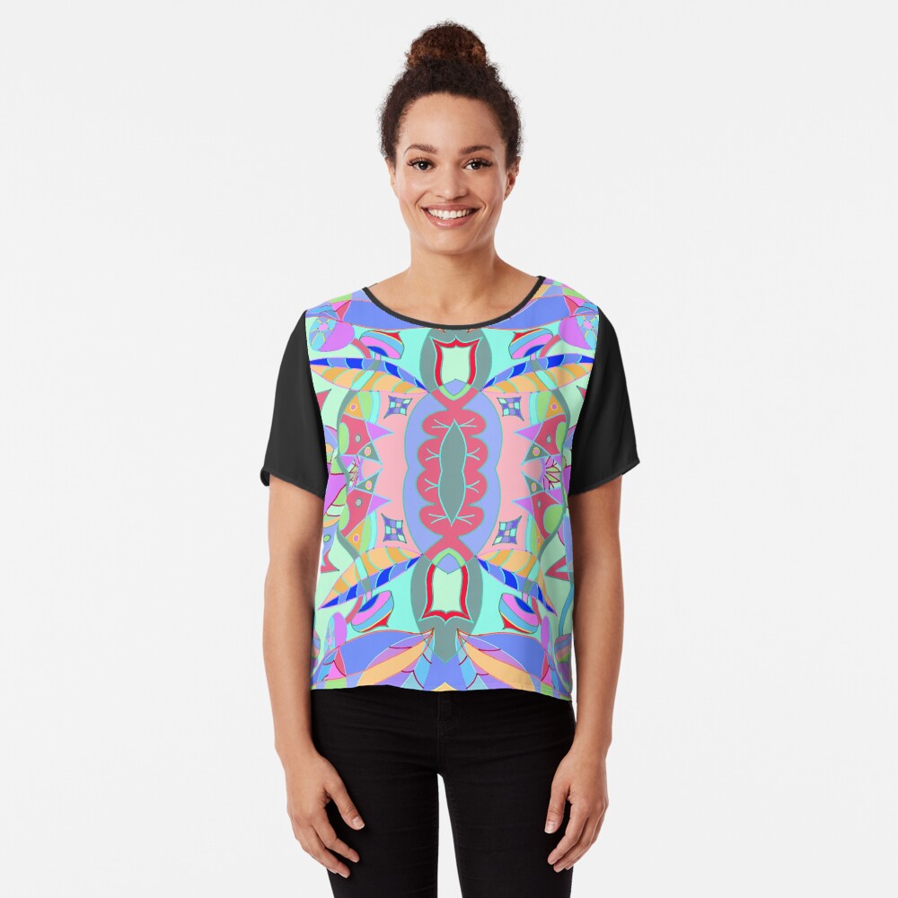 The earth song of leaves -blue Chiffon Top