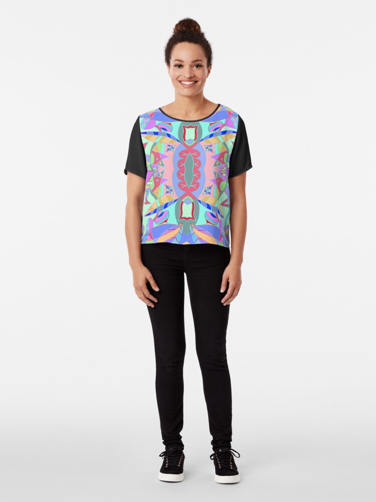 Alternate view of The earth song of leaves -blue Chiffon Top