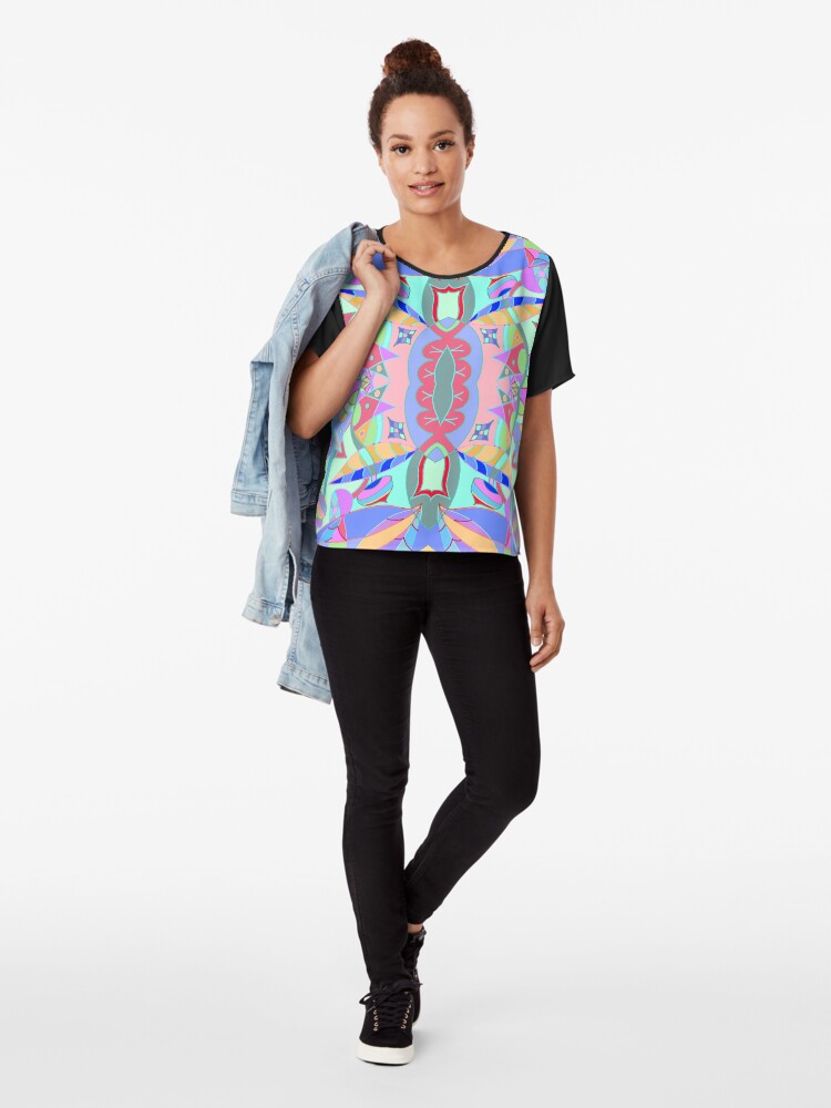 Alternate view of The earth song of leaves -blue Chiffon Top