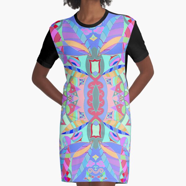 The earth song of leaves -blue Graphic T-Shirt Dress