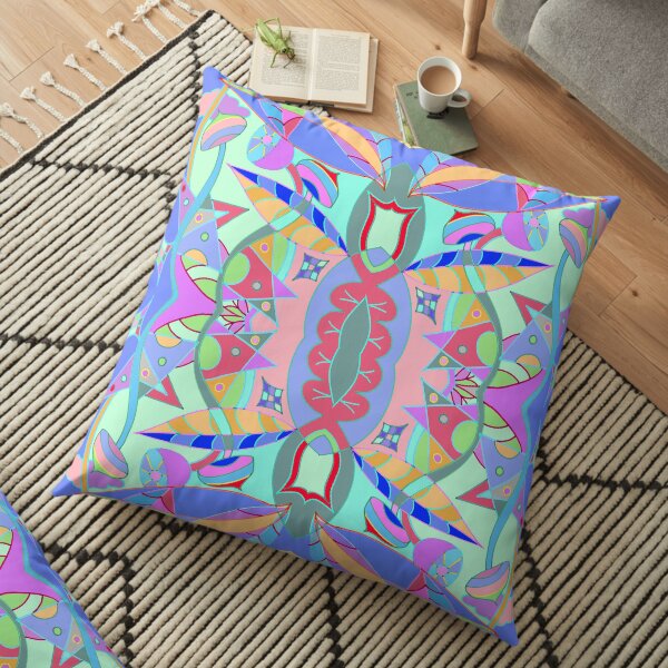 The earth song of leaves -blue Floor Pillow