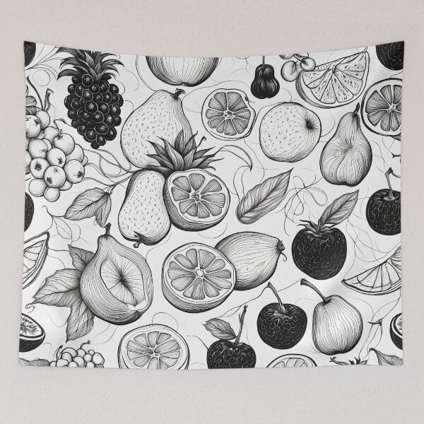 Item preview, Fruit Pattern Monochrome Black and White Ink Pen designed and sold by ShaViArt.