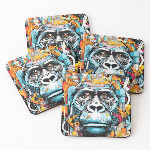 Item preview, Gorilla Cartoon Wallart Graffiti Geometry designed and sold by Toms Tee.