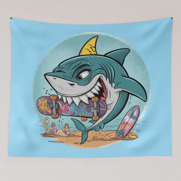 Item preview, Great white shark chewing on a skateboard designed and sold by 123ks.