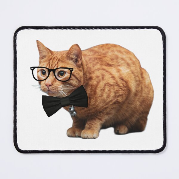Item preview, A Working Cat Wearing Black Bowtie and Glasses Funny Silly Orange Tabby Cat  designed and sold by julyperson.