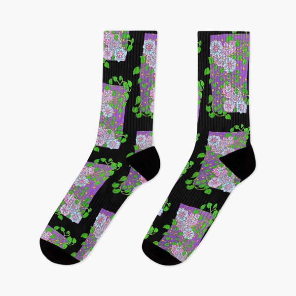 Item preview, Blue Pink Flowers Green Leaves designed and sold by Fransyn.