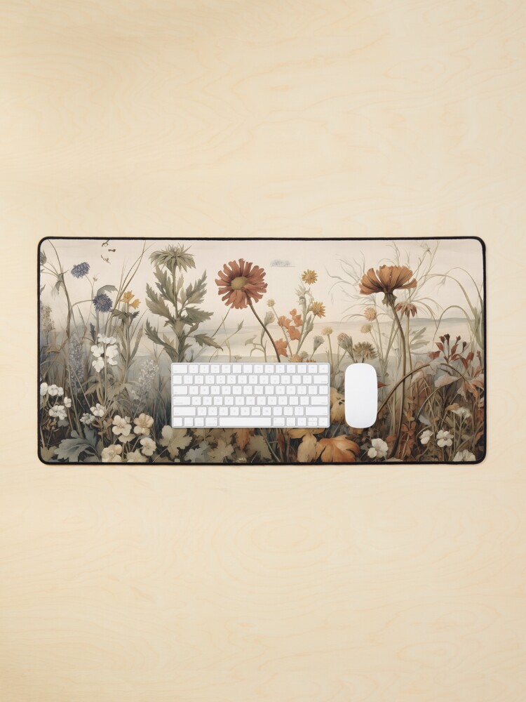 "Vintage Botanical Deskmat Dried Flower Aesthetic mousepad, desk pad