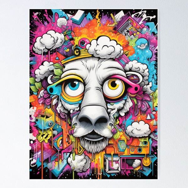 Item preview, Sheep Wallart Graffiti abstract designed and sold by Toms Tee.