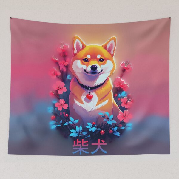 Item preview, Shiba Inu with Cherry Blossoms designed and sold by Eva Nev.