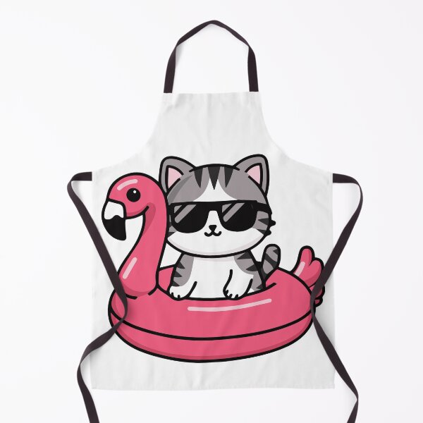 Item preview, cute kawaii cat with sunglasses in a flamingo floaty designed and sold by BeachHouseTO.