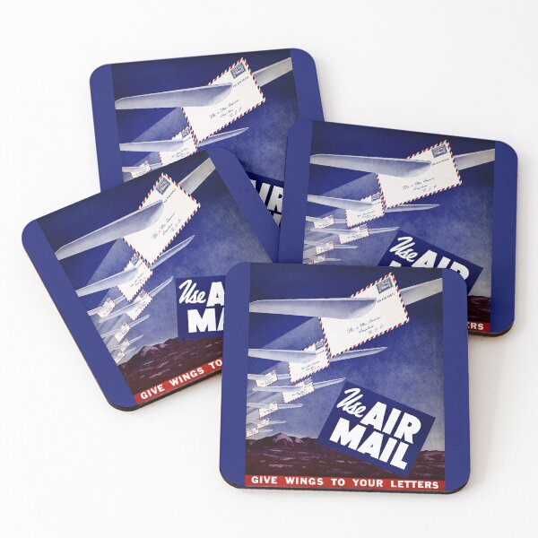 Item preview, Use Air Mail Give Wings To Your Letters 1950s Poster Art designed and sold by RocketshipRetro.
