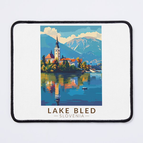Item preview, Lake Bled Slovenia Travel Art Vintage designed and sold by KrisSidDesigns.