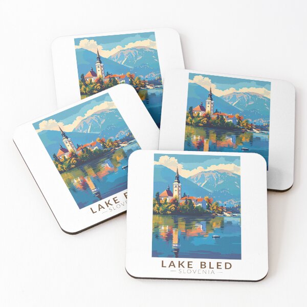 Item preview, Lake Bled Slovenia Travel Art Vintage designed and sold by KrisSidDesigns.