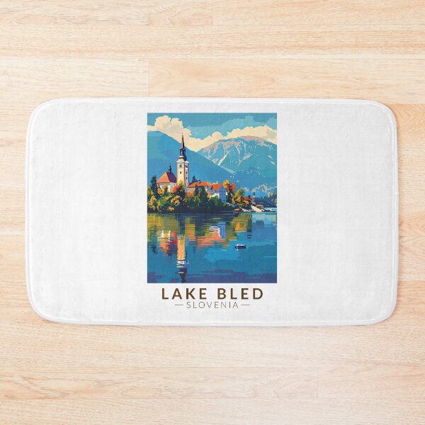 Item preview, Lake Bled Slovenia Travel Art Vintage designed and sold by KrisSidDesigns.