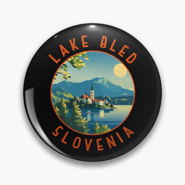 Item preview, Lake Bled Slovenia Retro Distressed Circle designed and sold by KrisSidDesigns.