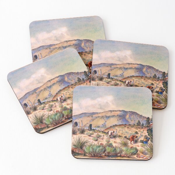 Item preview, Women Gather Yucca Plants Desert Southwest Landscape USA designed and sold by RocketshipRetro.