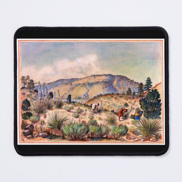 Item preview, Women Gather Yucca Plants Desert Southwest Landscape USA designed and sold by RocketshipRetro.