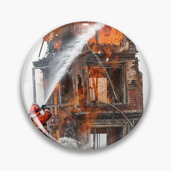 Item preview, Firefighter extinguishes the building set on fire designed and sold by BasedCanvas.