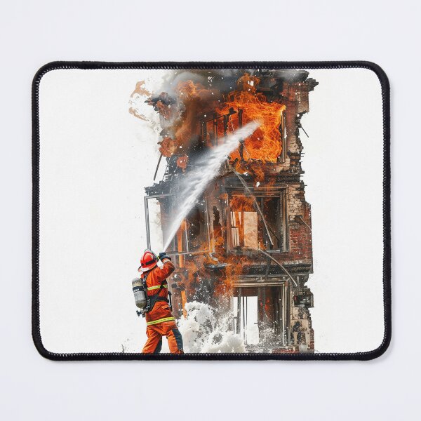 Item preview, Firefighter extinguishes the building set on fire designed and sold by BasedCanvas.