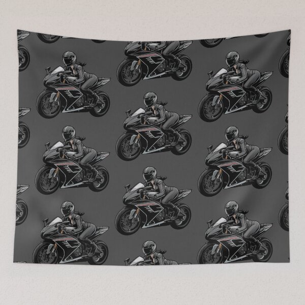 Item preview, Girl on a motobike, Motorcycle Girl, Long Hair, Stunt, Motogirl, Biker girl Automotive Outfit designed and sold by Cr320.