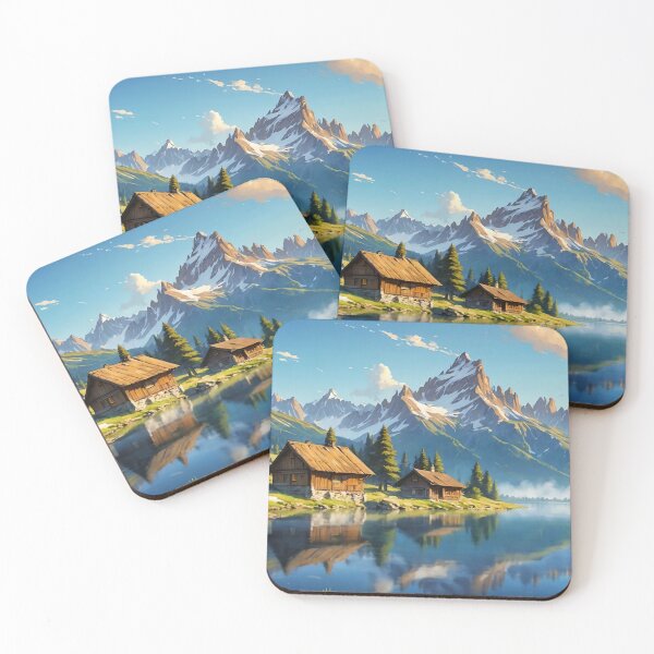 Item preview, Alpine Serenity Dawn by the Mountain Lake designed and sold by ArtComixHaven.