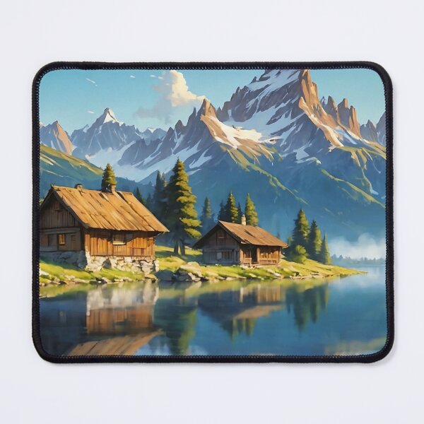 Item preview, Alpine Serenity Dawn by the Mountain Lake designed and sold by ArtComixHaven.