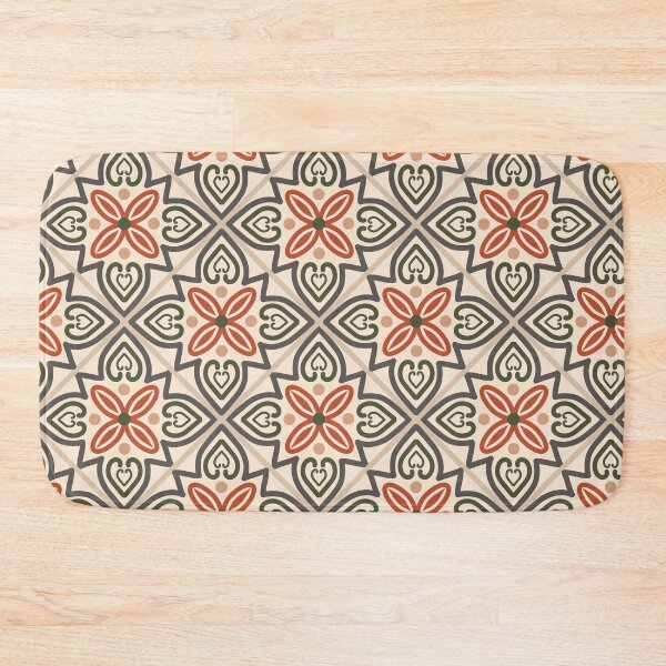 Item preview, ethnic green orange sand tiles designed and sold by chiara-de-david.