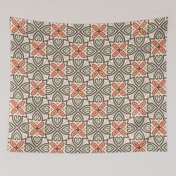 Item preview, ethnic green orange sand tiles designed and sold by chiara-de-david.