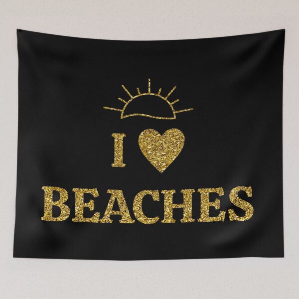 Item preview, I love Beaches (Gold Glitter Edition) designed and sold by asanaworld.