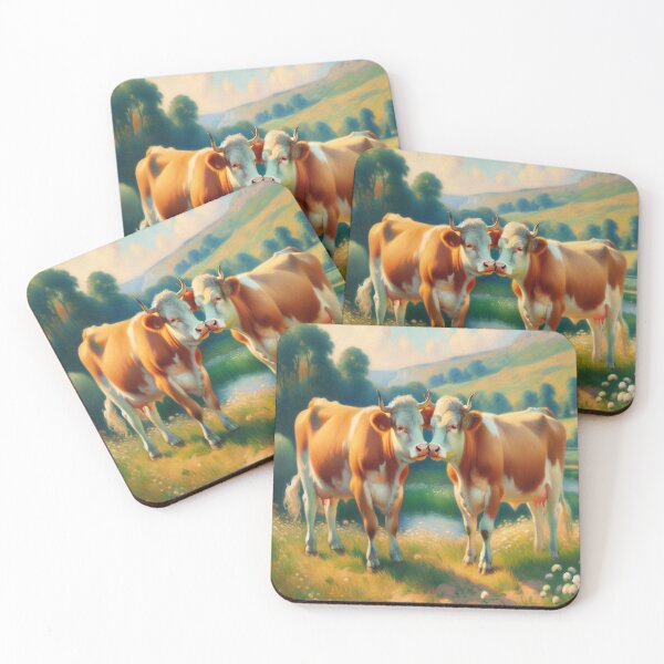 Item preview, Rustic Love: Twin Cows in a Sunlit Meadow designed and sold by Suzana Djordjevic.