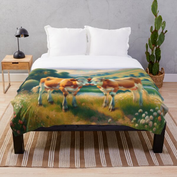 Item preview, Rustic Love: Twin Cows in a Sunlit Meadow designed and sold by Suzana Djordjevic.