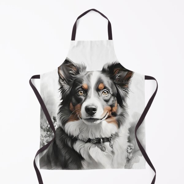 Item preview, Black and white australian shepherd pencil drawing designed and sold by Pencil-Art.