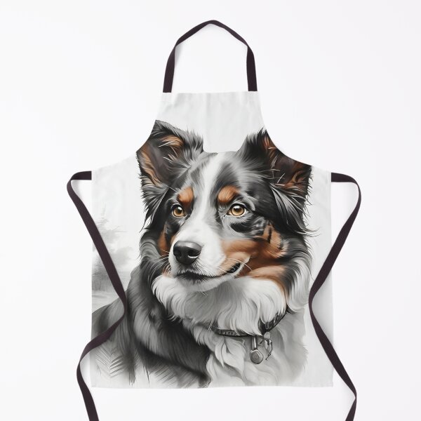 Item preview, Black and white australian shepherd pencil drawing designed and sold by Pencil-Art.