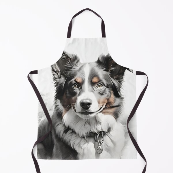 Item preview, Black and white australian shepherd pencil drawing designed and sold by Pencil-Art.