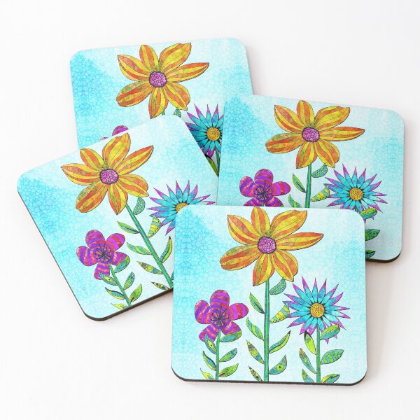 Item preview, Three Garden Beauties Colorful Flowers Floral Art designed and sold by Sharon Cummings Art.