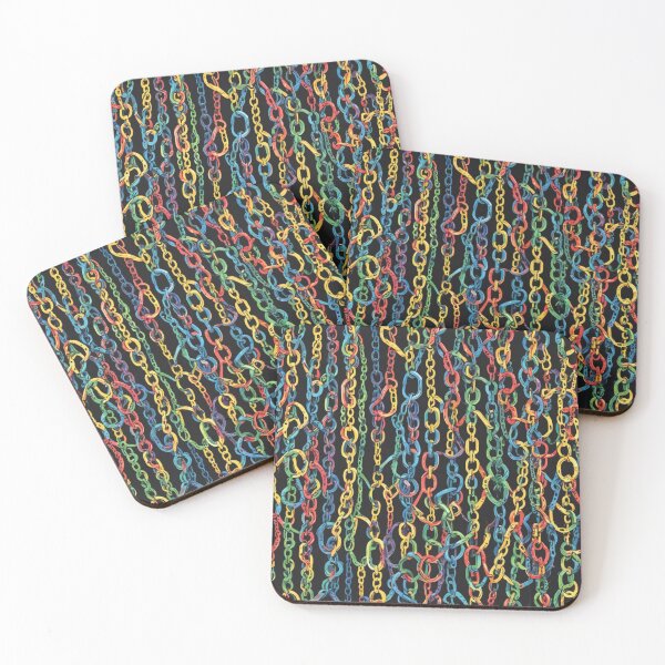 Item preview, Abstract Colorful Chains on Black Pattern designed and sold by calibrit.
