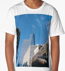 Building, Skyscraper, New York, Manhattan, Street, Pedestrians, Cars, Towers, morning, trees, subway, station Long T-Shirt