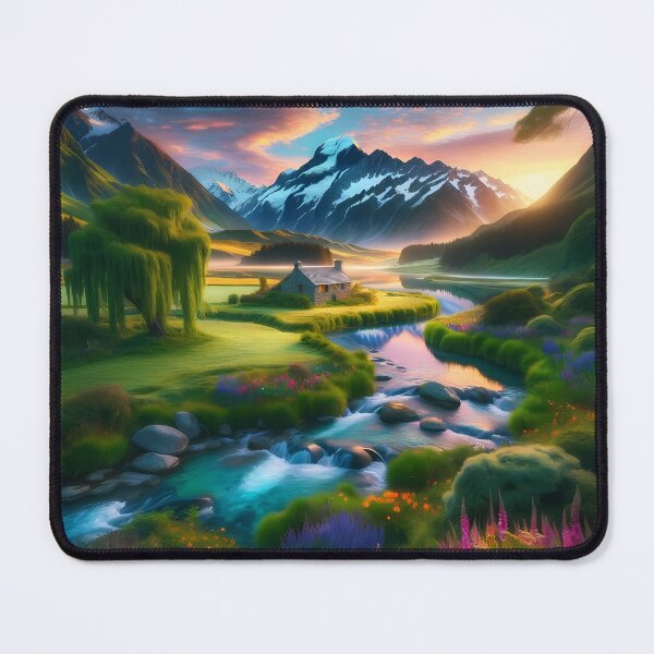 Item preview, "Dawn's Embrace: Serenity in the Valley of Verdant Whispers" designed and sold by MindVibe.