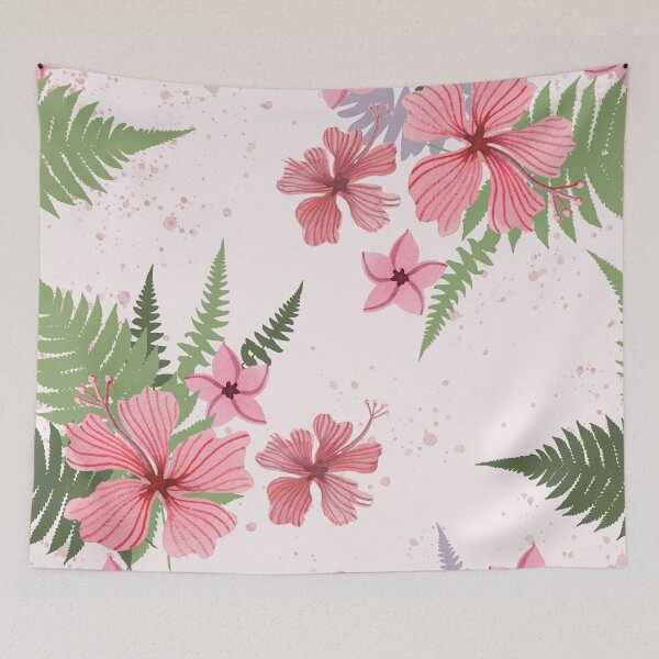 Item preview, Tropical hibiscus and plumeria in watercolor designed and sold by thealohastudios.
