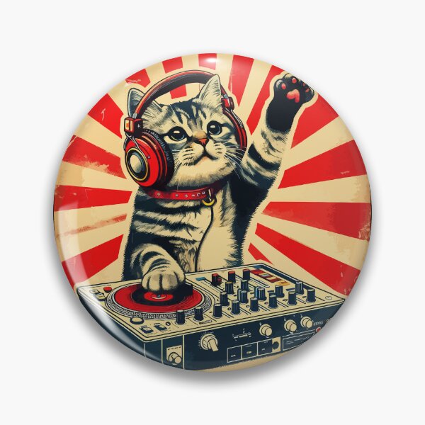 Item preview, Funny Deejay House Cat Retro Vintage designed and sold by TomFrontierArt.