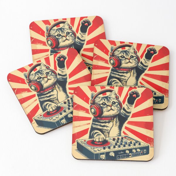 Item preview, Funny Deejay House Cat Retro Vintage designed and sold by TomFrontierArt.