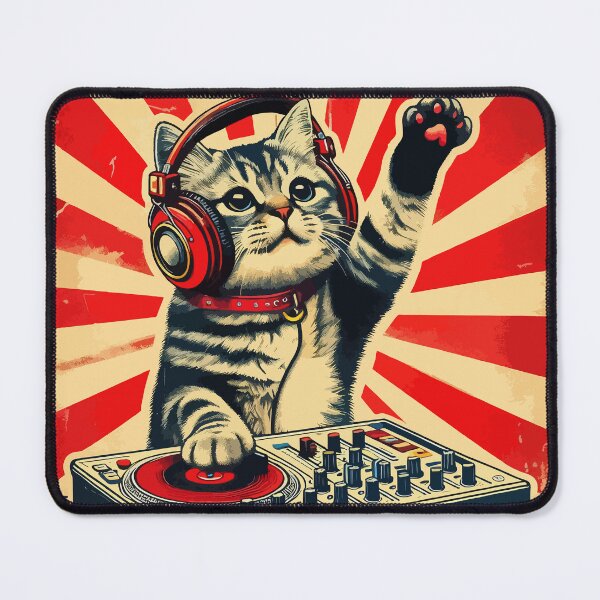Item preview, Funny Deejay House Cat Retro Vintage designed and sold by TomFrontierArt.