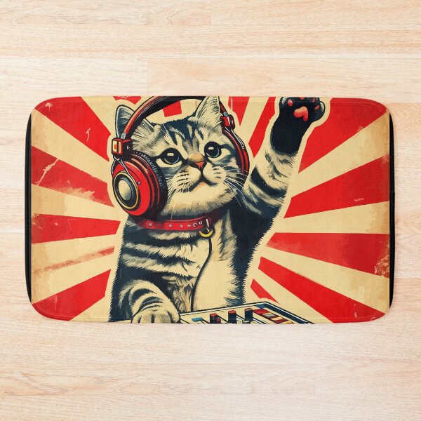Item preview, Funny Deejay House Cat Retro Vintage designed and sold by TomFrontierArt.