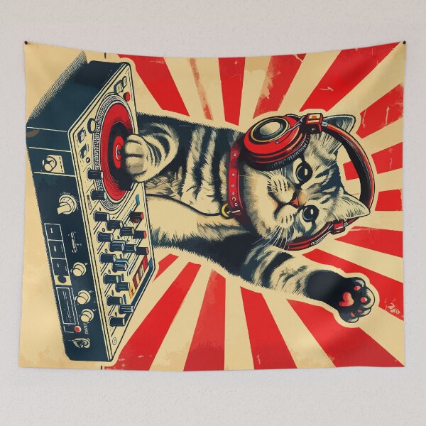 Item preview, Funny Deejay House Cat Retro Vintage designed and sold by TomFrontierArt.