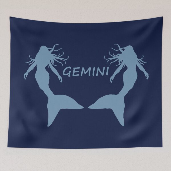 Item preview, Gemini Star Sign Dusty Blue Mermaid Twins designed and sold by Beachy.