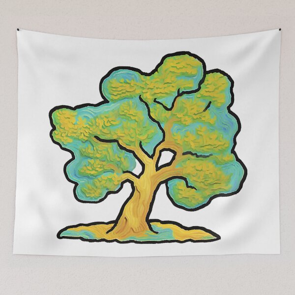 Item preview, Majestic Tree Art | Vibrant Nature Design | Green and Yellow Abstract Tree" designed and sold by Epic--Art.