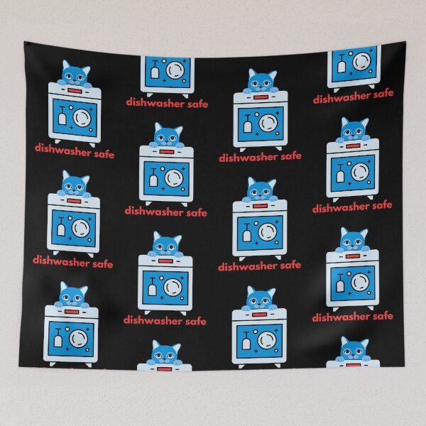 Item preview, Dishwasher Safe With Funny Blue Cat designed and sold by LadyGoodwill.